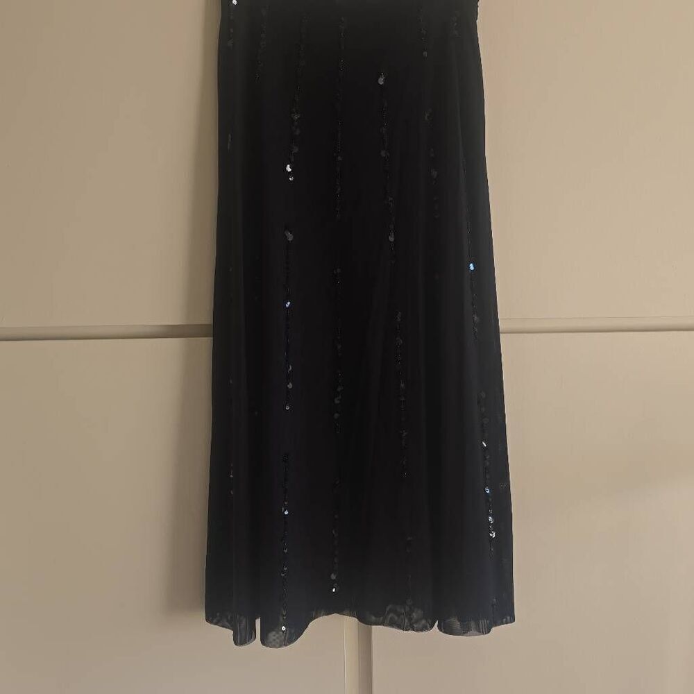 Bianca Nygard Blk Mesh with Blk Sequins A-line Skirt, Ankle Length, NWOT, 6P